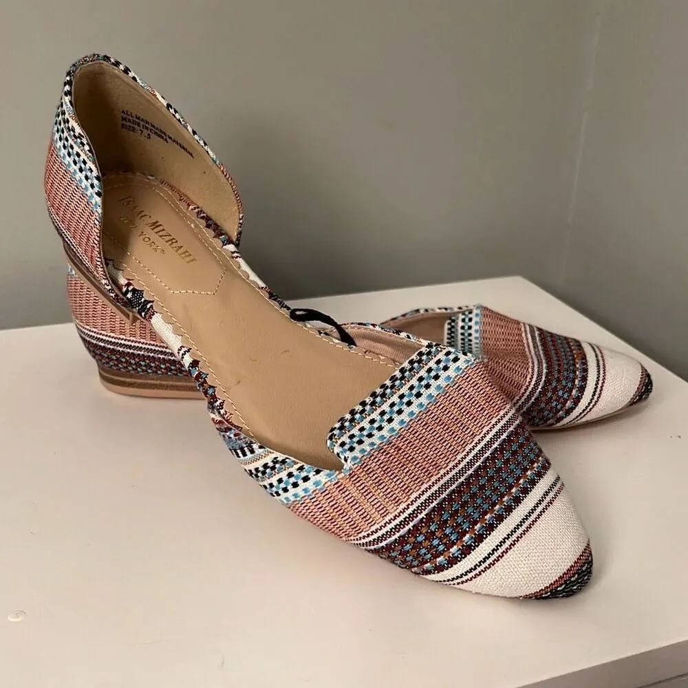 Isaac Mizrahi Women's Multicolor Pointed D'Orsay Slip On Geena Flat Size 7.5